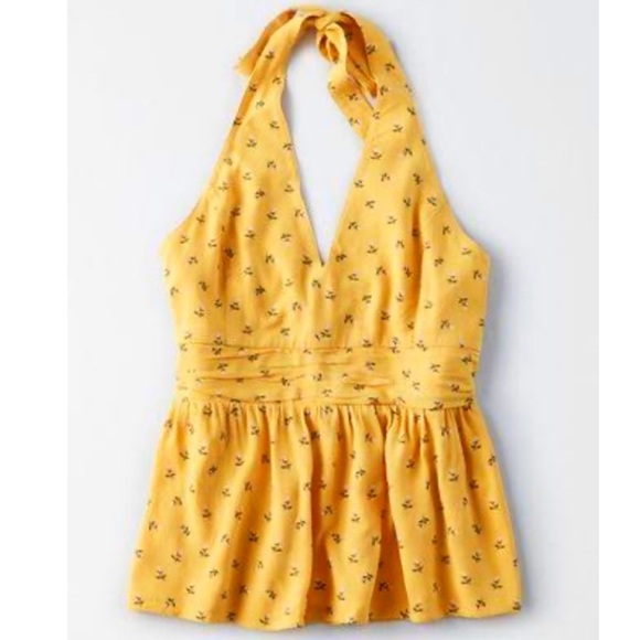 American Eagle floral halter peplum top - Picture 2 of 13